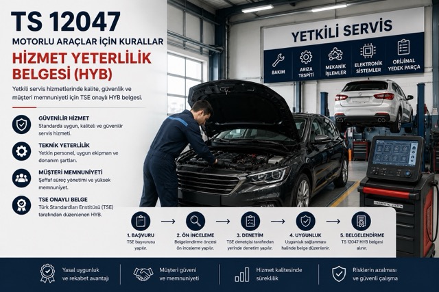 TS 12047 motorlu araçlar yetkili servis Hizmet Yeterlilik Belgesi danışmanlığı